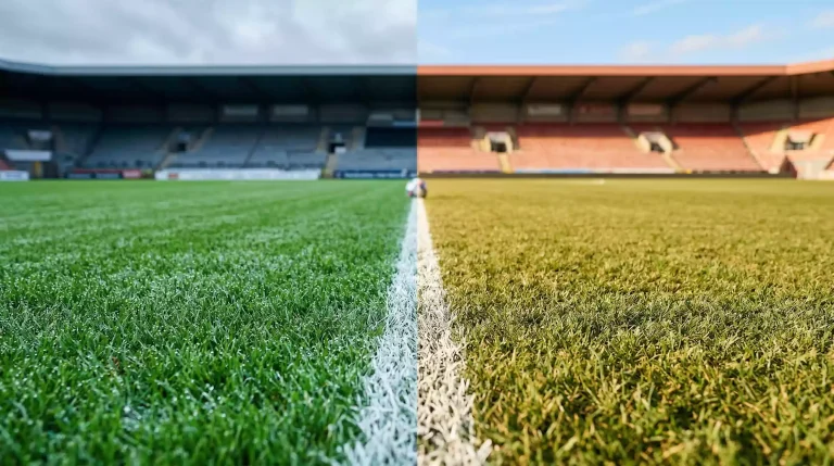 Predicciones Premier League 2025/26: césped de campo de fútbol inglés vacío antes del inicio de temporada